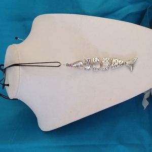Fish Pendant ! Wiggly fish with sea glass accents
